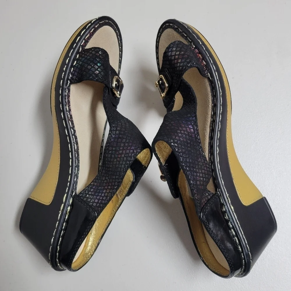 Alegria Lara Gemboree Irisdescent Wedge Sandals Size 40.